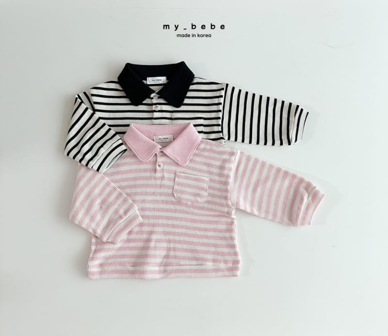 My Bebe - Korean Children Fashion - #fashionkids - Waffle Collar Tee - 2