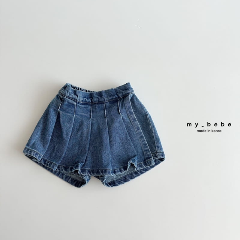 My Bebe - Korean Children Fashion - #kidsstore - Denim Wrinkle Skirt Pants - 10