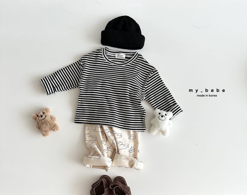 My Bebe - Korean Children Fashion - #stylishchildhood - Stripes Rib Tee - 9