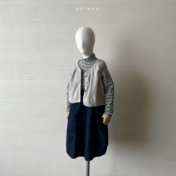 Oatmeal - Korean Children Fashion - #fashionkids - Ggongs Denim Skirt - 9