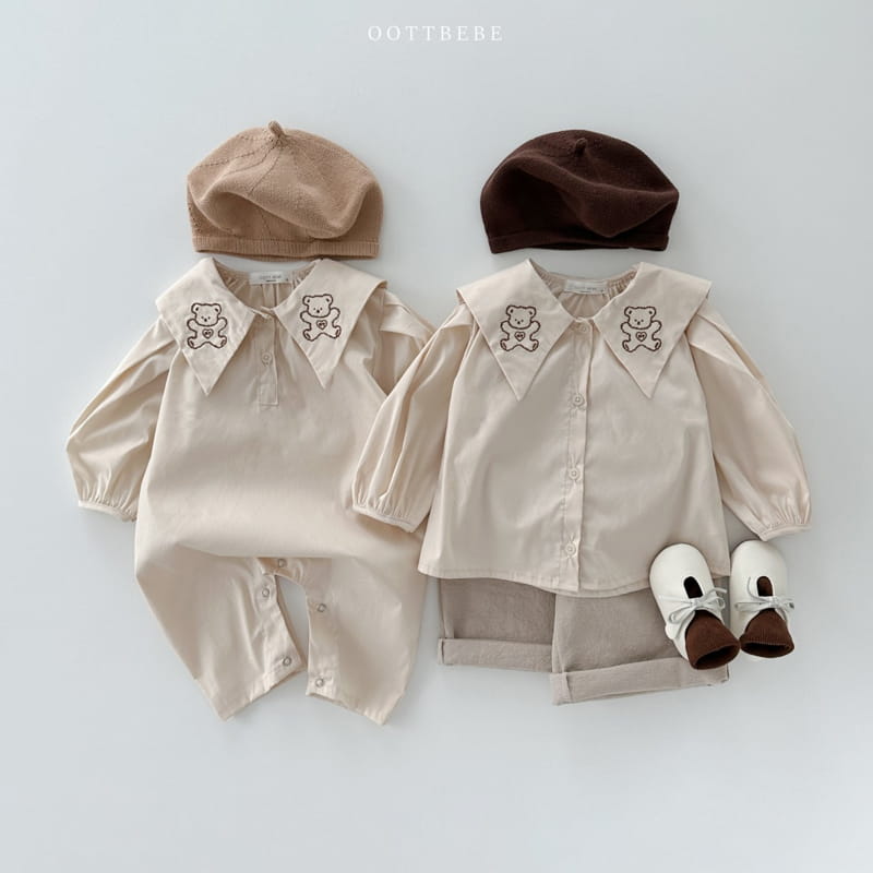 Oott Bebe - Korean Baby Fashion - #babyboutique - Heart Bear Collar Jumpsuit - 9