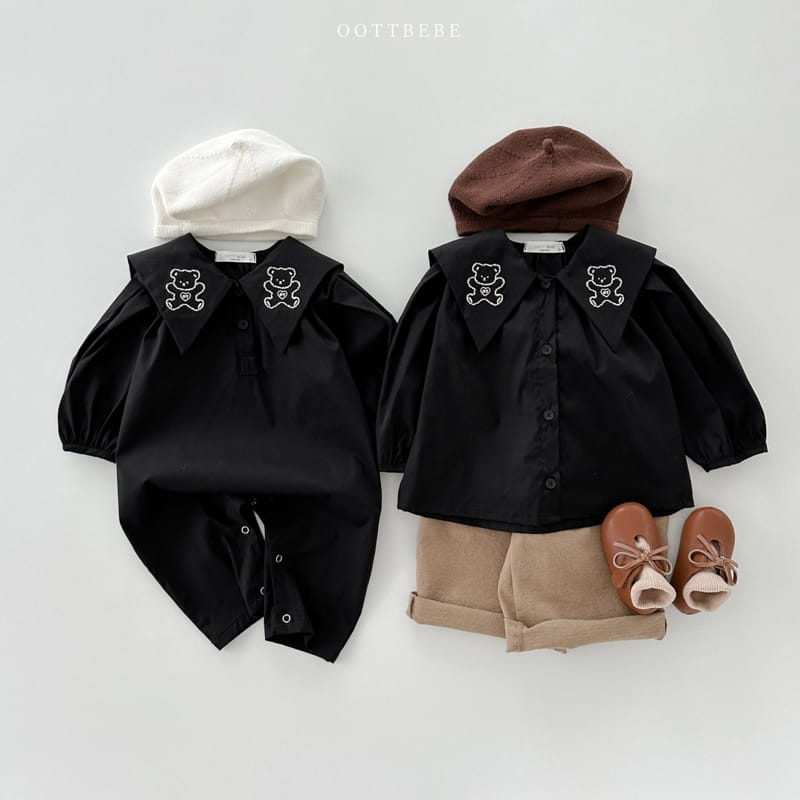 Oott Bebe - Korean Baby Fashion - #babyboutiqueclothing - Heart Bear Collar Jumpsuit - 10