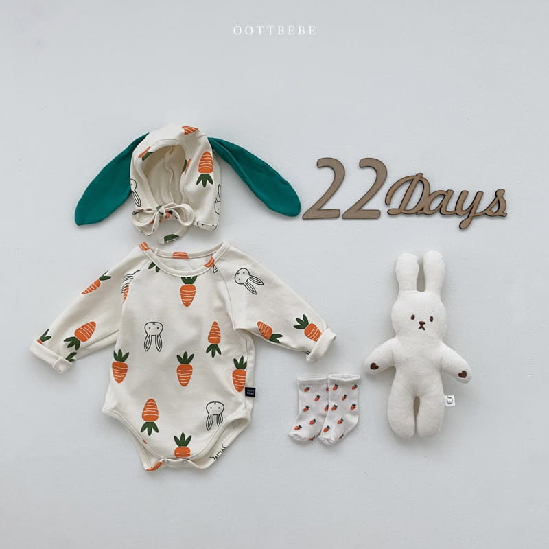 Oott Bebe - Korean Baby Fashion - #babyboutiqueclothing - Vegetable Short Sleeves Carrot Bodysuit Set