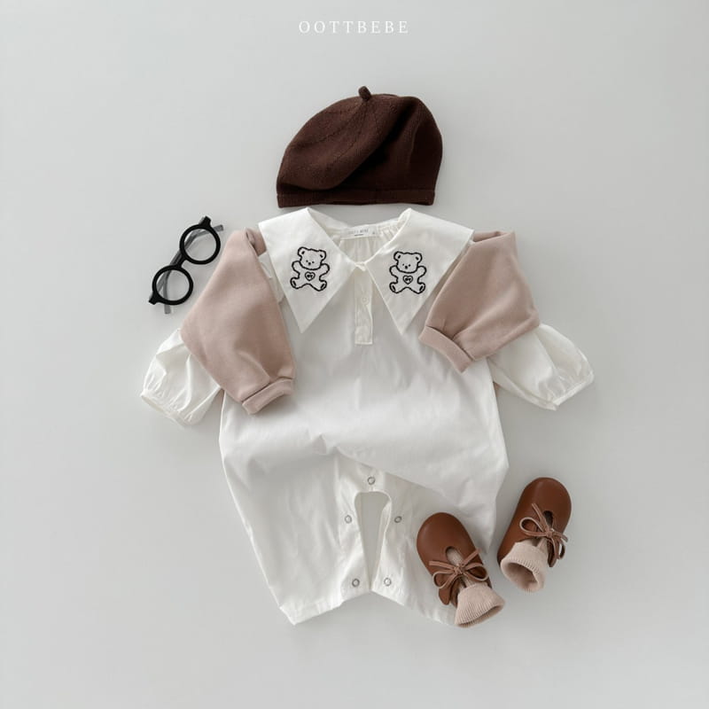 Oott Bebe - Korean Baby Fashion - #babyclothing - Heart Bear Collar Jumpsuit - 11