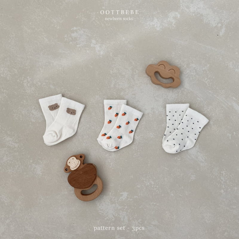 Oott Bebe - Korean Baby Fashion - #babylifestyle - Baby Socks pattern ( dot+carrot+bear) - 3