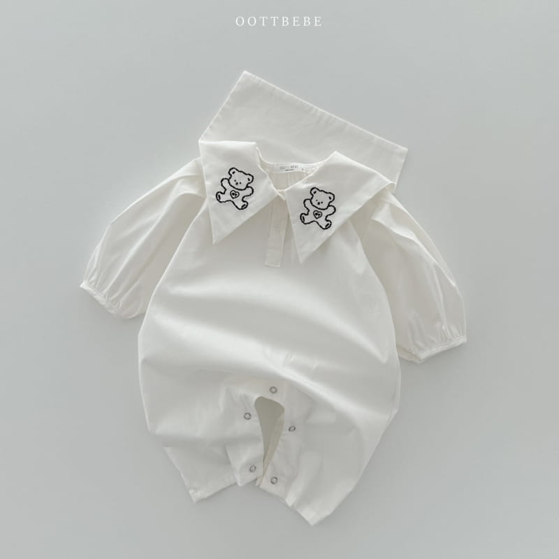 Oott Bebe - Korean Baby Fashion - #babyoninstagram - Heart Bear Collar Jumpsuit