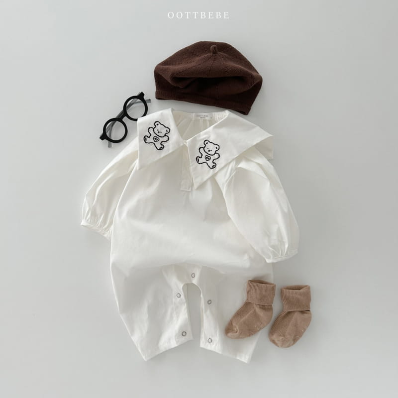 Oott Bebe - Korean Baby Fashion - #babywear - Heart Bear Collar Jumpsuit - 5