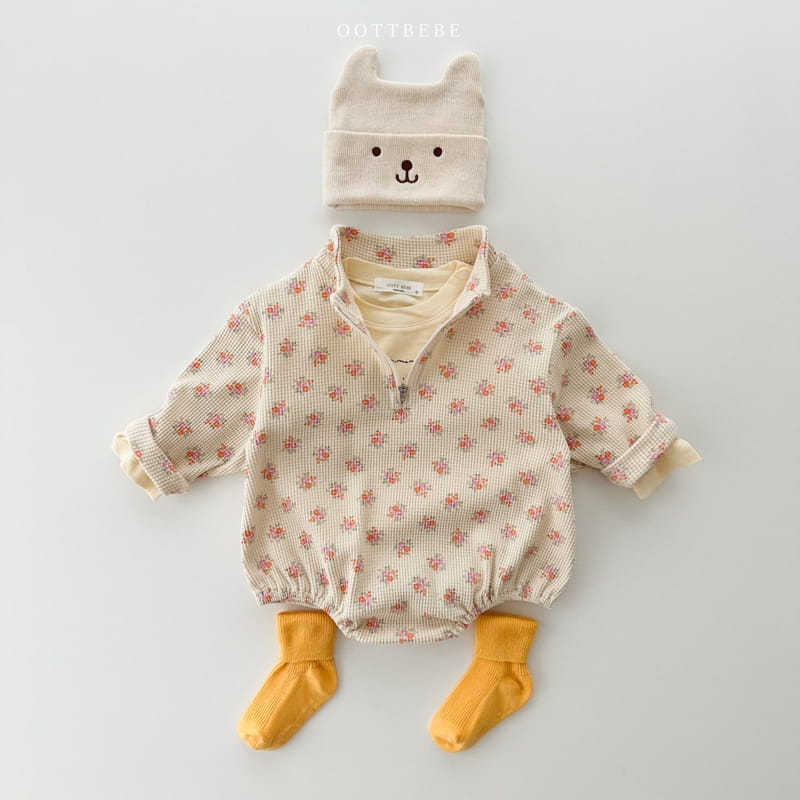 Oott Bebe - Korean Baby Fashion - #babywear - Small Waffle Anorak Bodysuit