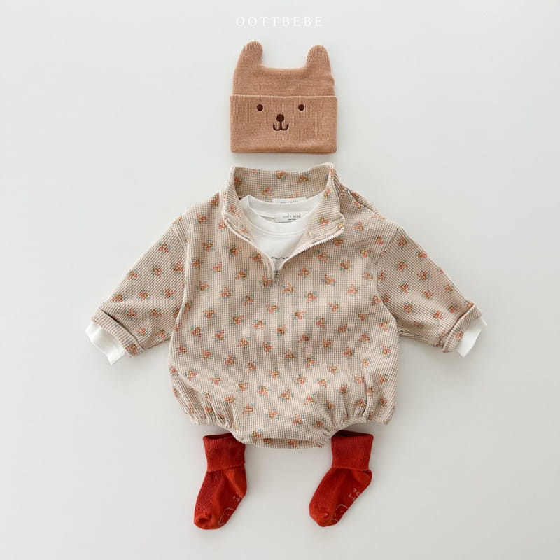 Oott Bebe - Korean Baby Fashion - #onlinebabyboutique - Small Waffle Anorak Bodysuit - 2