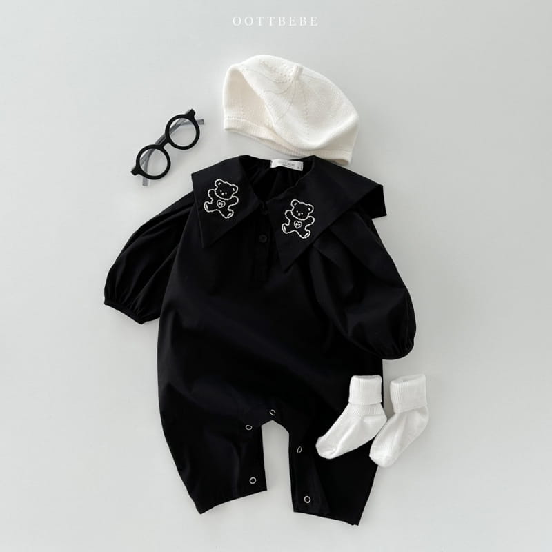 Oott Bebe - Korean Baby Fashion - #onlinebabyshop - Heart Bear Collar Jumpsuit - 7
