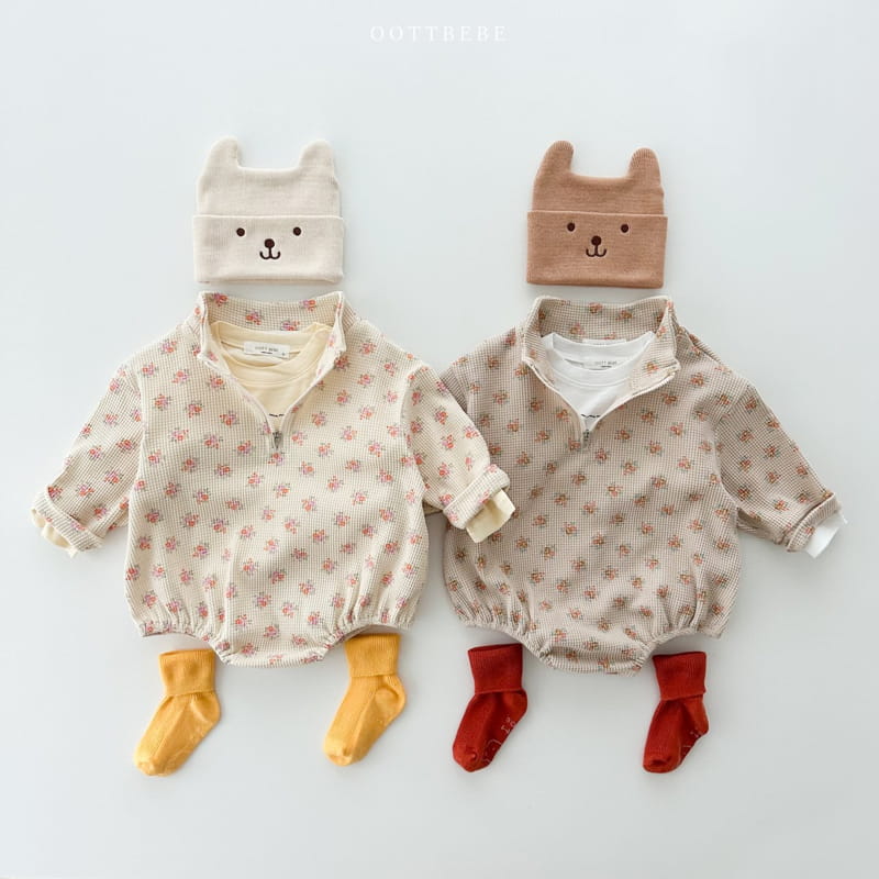 Oott Bebe - Korean Baby Fashion - #onlinebabyshop - Small Waffle Anorak Bodysuit - 3