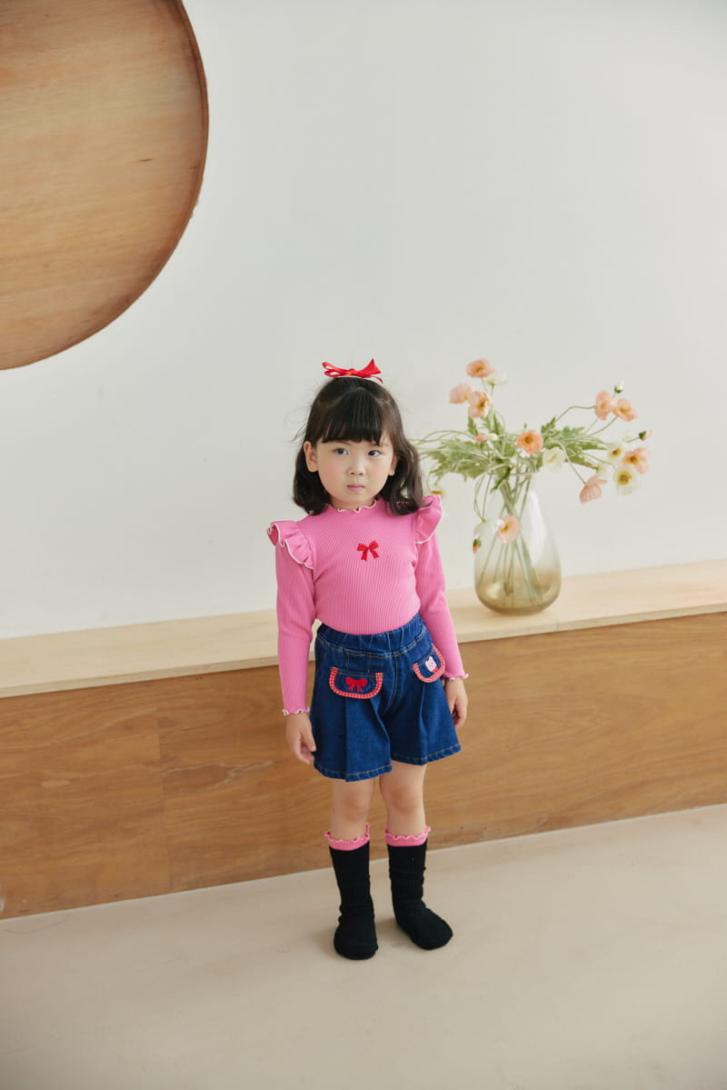 Orange Mom - Korean Children Fashion - #kidzfashiontrend - Ribbon Bear Skirt Pants - 4
