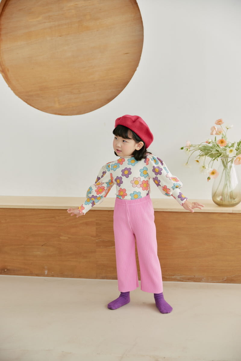 Orange Mom - Korean Children Fashion - #childofig - Puff Flower Tee - 7