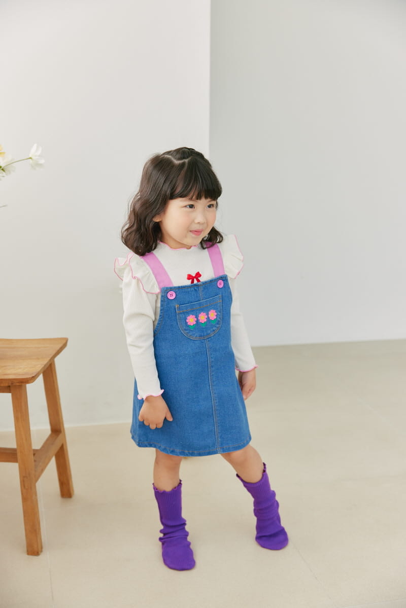 Orange Mom - Korean Children Fashion - #designkidswear - Pink Denim Dungarees