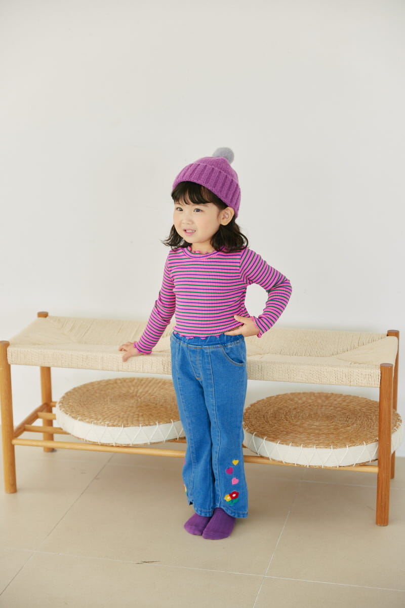 Orange Mom - Korean Children Fashion - #designkidswear - Heart Flower Pants - 8