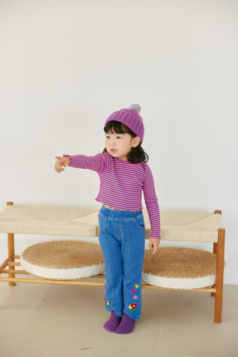 Orange Mom - Korean Children Fashion - #kidsshorts - Heart Flower Pants - 11