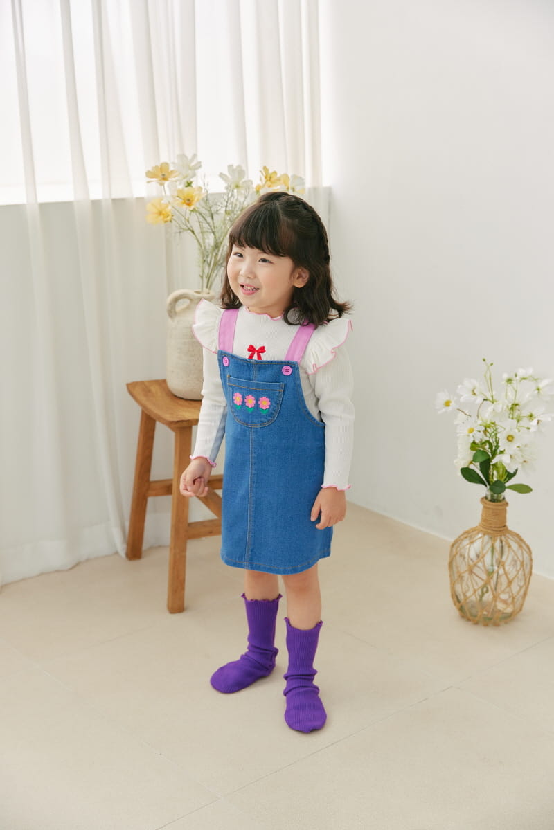 Orange Mom - Korean Children Fashion - #kidzfashiontrend - Pink Denim Dungarees - 6