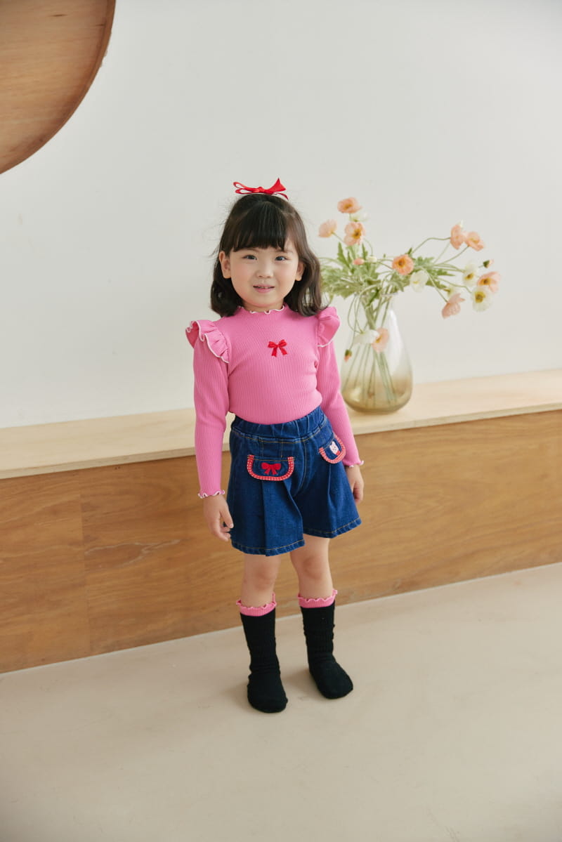 Orange Mom - Korean Children Fashion - #littlefashionista - Ribbon Bear Skirt Pants - 5