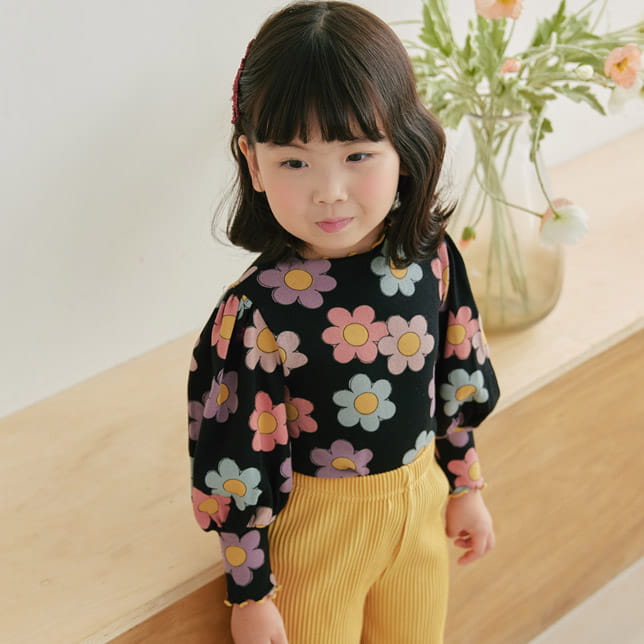 Orange Mom - Korean Children Fashion - #magicofchildhood - Puff Flower Tee