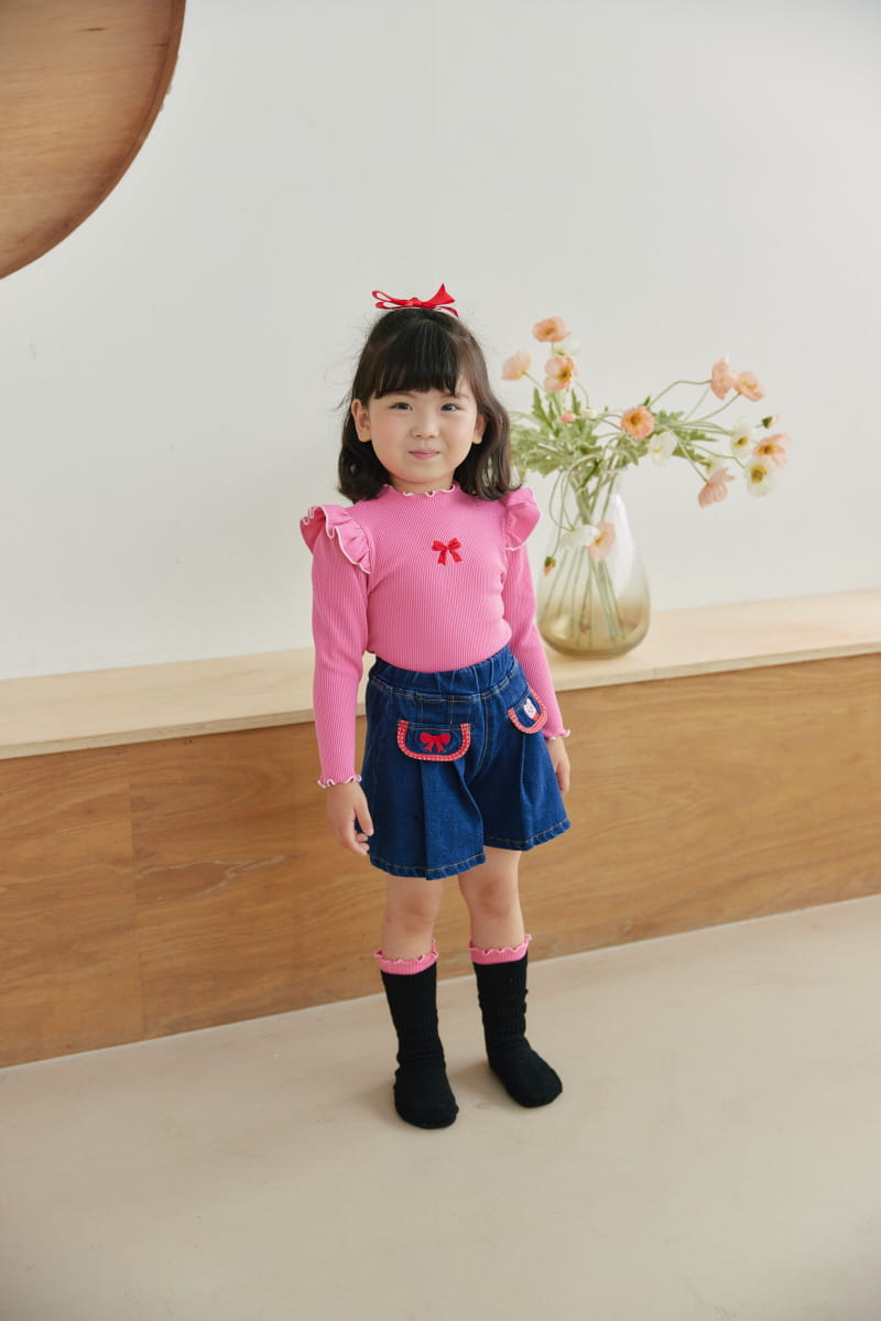 Orange Mom - Korean Children Fashion - #magicofchildhood - Ribbon Bear Skirt Pants - 6