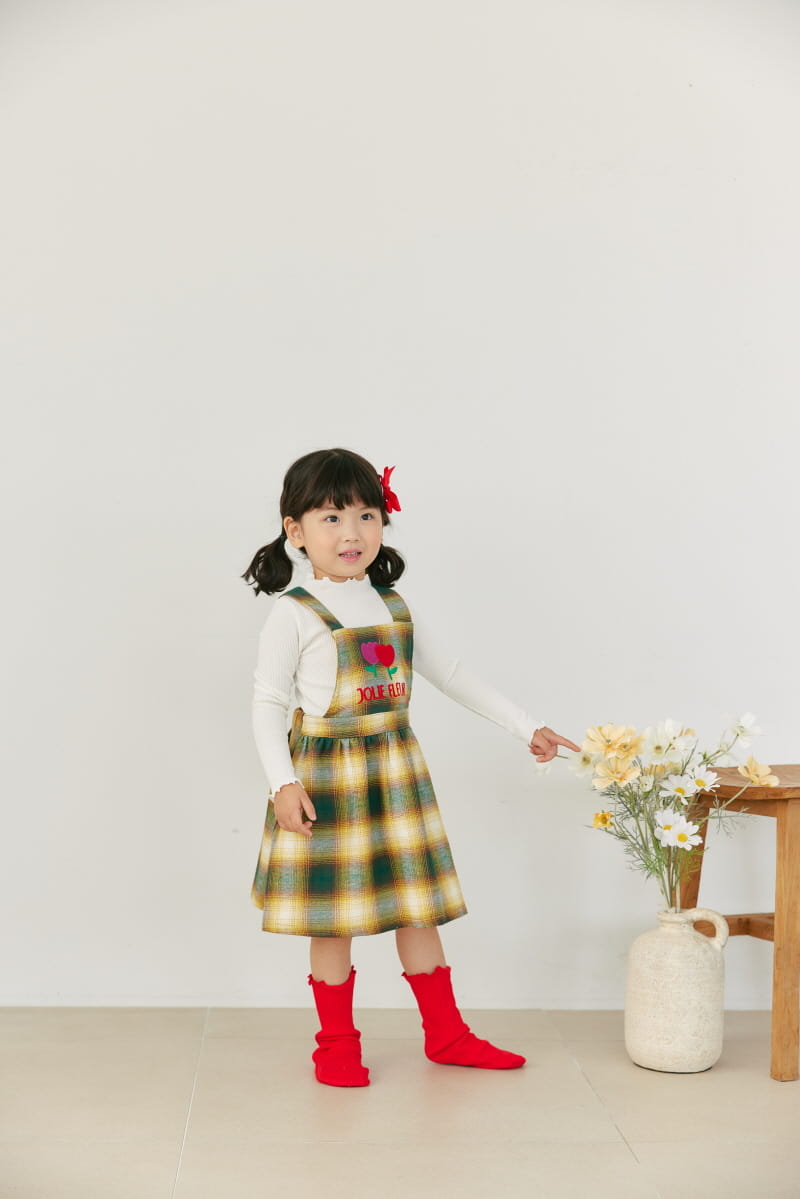 Orange Mom - Korean Children Fashion - #minifashionista - Check Dungarees One-piece - 9