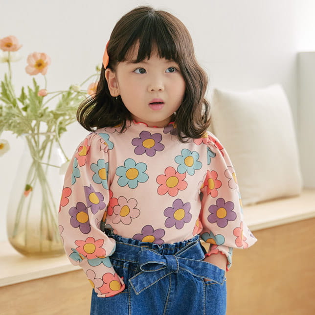 Orange Mom - Korean Children Fashion - #minifashionista - Puff Flower Tee - 2