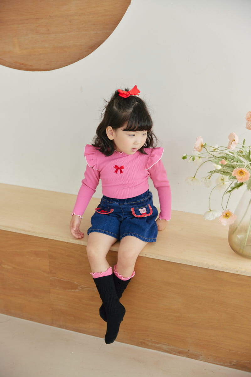 Orange Mom - Korean Children Fashion - #minifashionista - Ribbon Bear Skirt Pants - 7