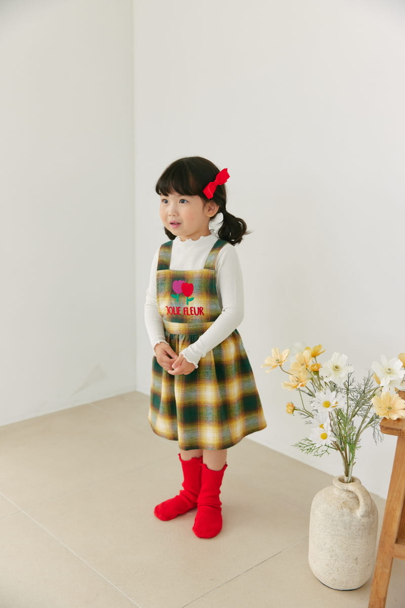 Orange Mom - Korean Children Fashion - #prettylittlegirls - Check Dungarees One-piece - 10