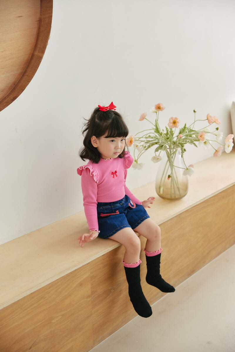 Orange Mom - Korean Children Fashion - #prettylittlegirls - Ribbon Bear Skirt Pants - 8