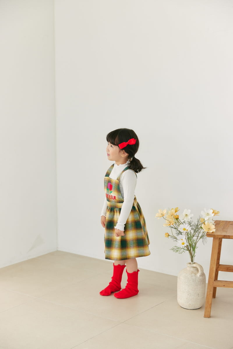 Orange Mom - Korean Children Fashion - #toddlerclothing - Check Dungarees One-piece - 12