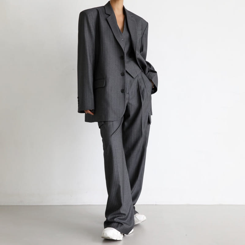 Paper Moon - Korean Women Fashion - #thelittlethings - pin striped tailored single blazer - 2