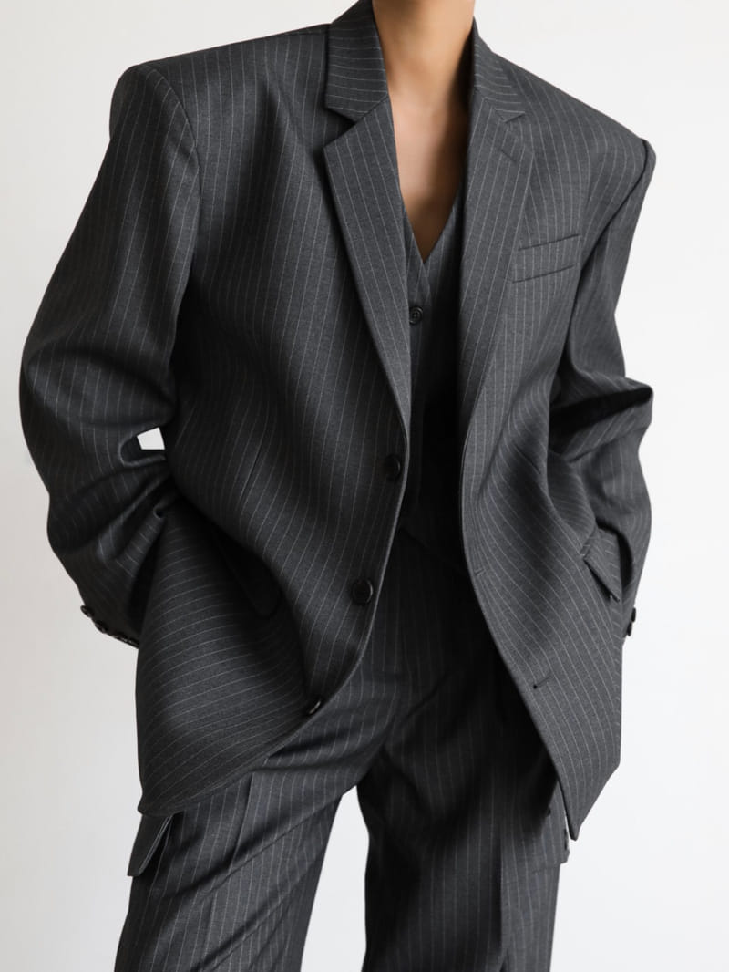Paper Moon - Korean Women Fashion - #momslook - pin striped tailored single blazer - 4