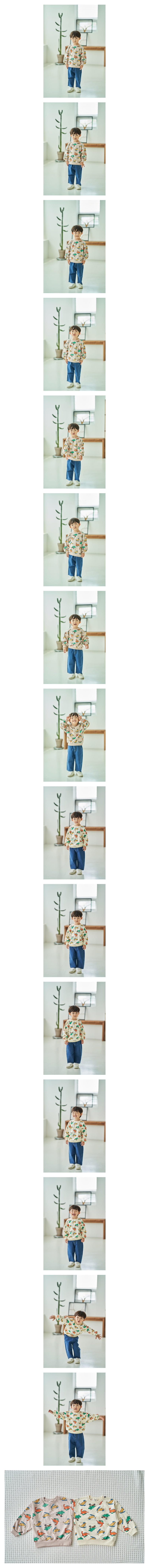 Pepper Mint - Korean Children Fashion - #kidsshorts - Many Dino Tee