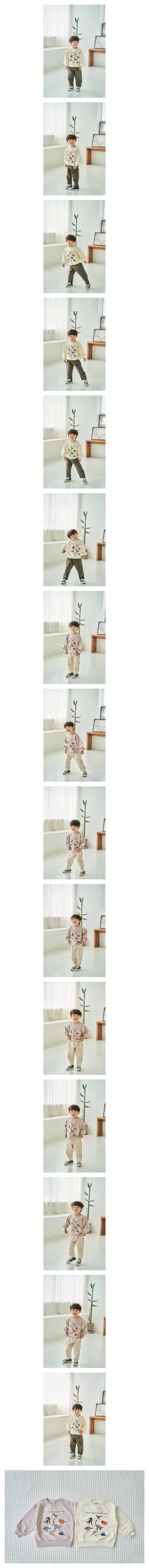 Pepper Mint - Korean Children Fashion - #todddlerfashion - Dino Paint Sweatshirt