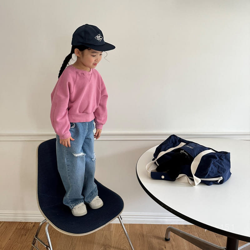 Pink151 - Korean Children Fashion - #childofig - Crop Raglun Sweatshirt - 2