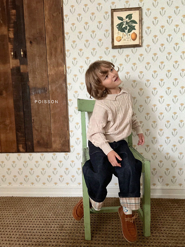 Poisson - Korean Children Fashion - #toddlerclothing - Tori Check Jeans - 10
