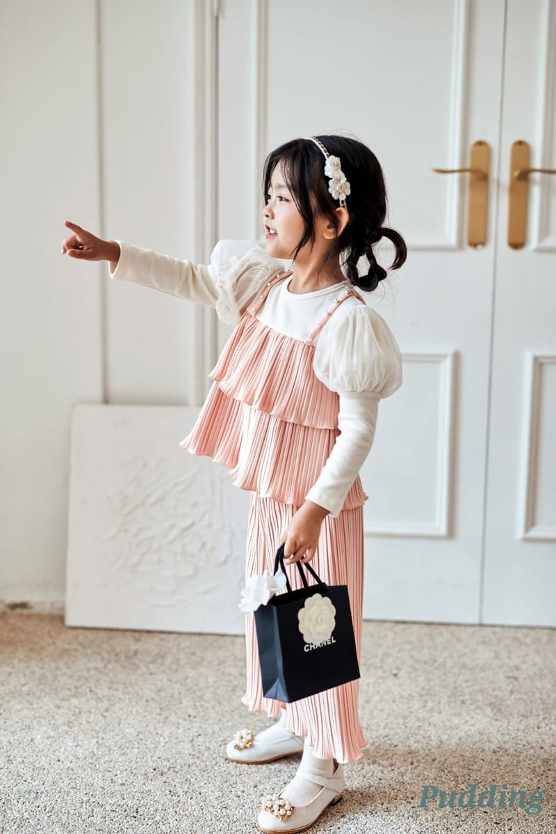 Pudding - Korean Children Fashion - #fashionkids - Wrinkle Top Bottom Set - 2