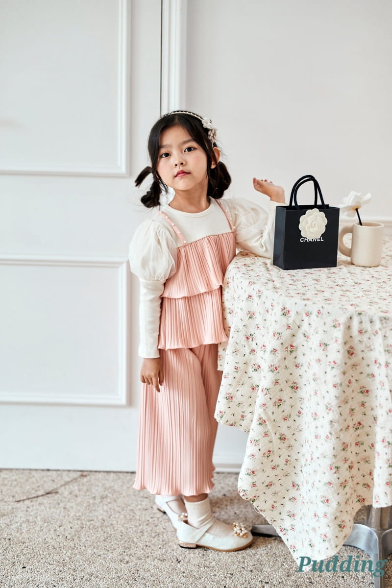Pudding - Korean Children Fashion - #kidsshorts - Wrinkle Top Bottom Set - 4