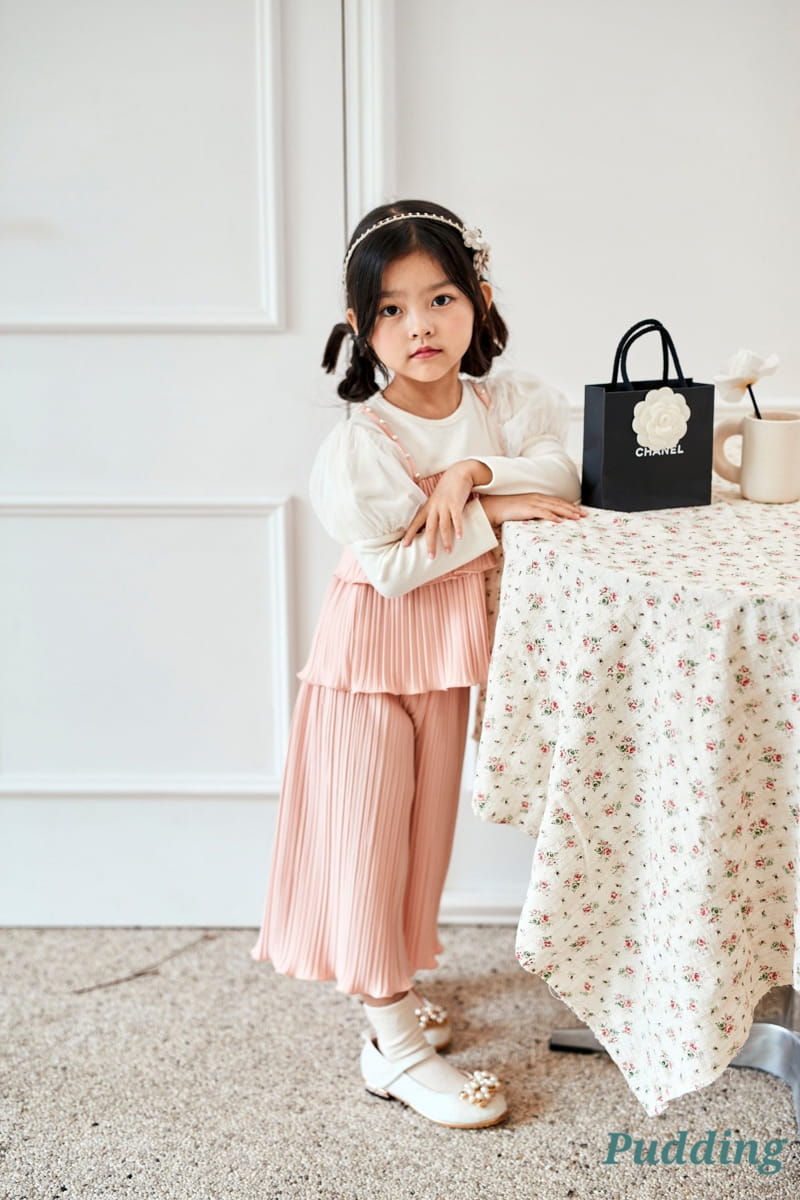 Pudding - Korean Children Fashion - #kidzfashiontrend - Wrinkle Top Bottom Set - 5