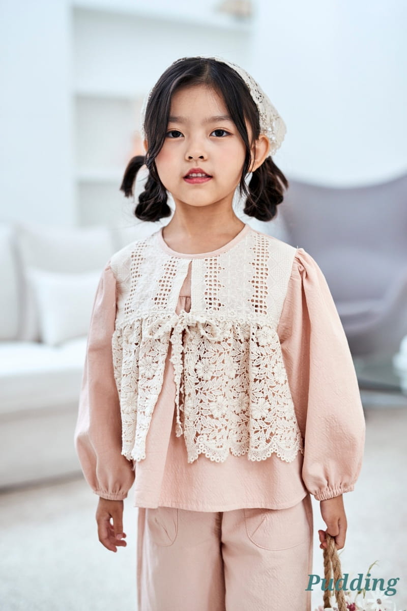 Pudding - Korean Children Fashion - #littlefashionista - Frill Top Bottom Set - 6