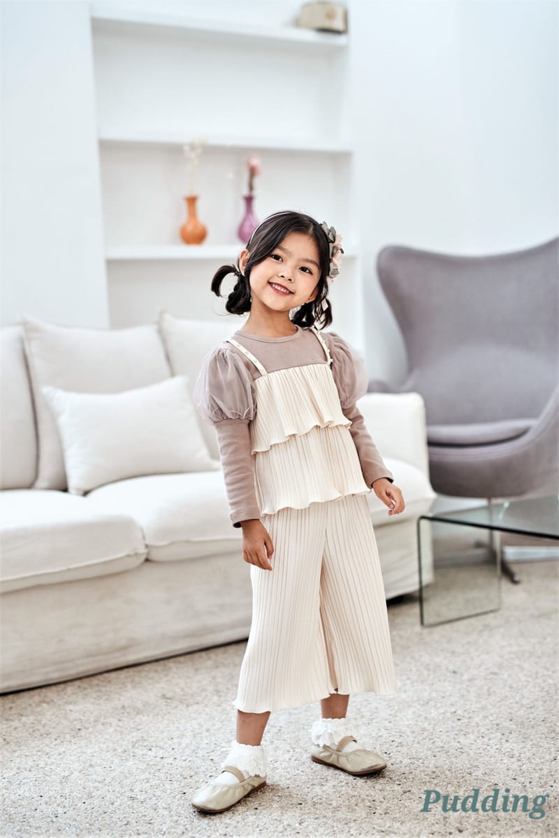 Pudding - Korean Children Fashion - #minifashionista - Wrinkle Top Bottom Set - 9