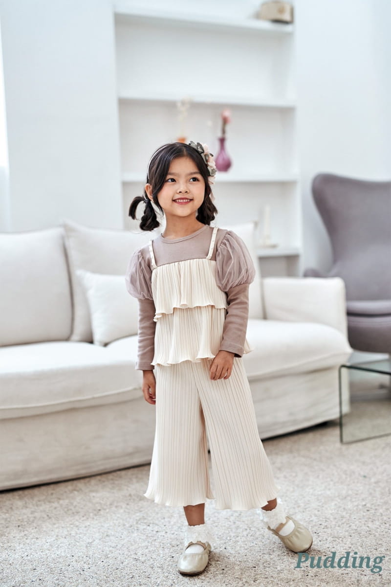 Pudding - Korean Children Fashion - #prettylittlegirls - Wrinkle Top Bottom Set - 10