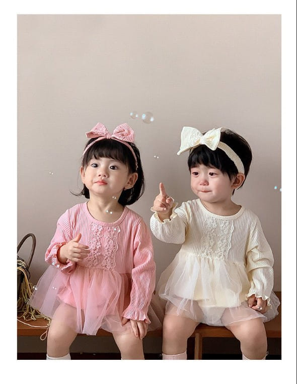 Reve Kid - Korean Baby Fashion - #babyoninstagram - Lace Sha Bodysuit SET