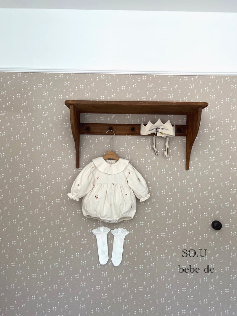 So U - Korean Baby Fashion - #babyboutique - Flower Collar Bodysuit - 4