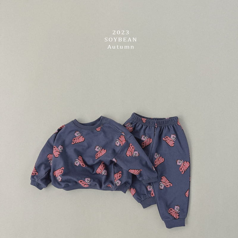 Soybean - Korean Children Fashion - #kidsshorts - Hello Bear Top Bottom Set - 9