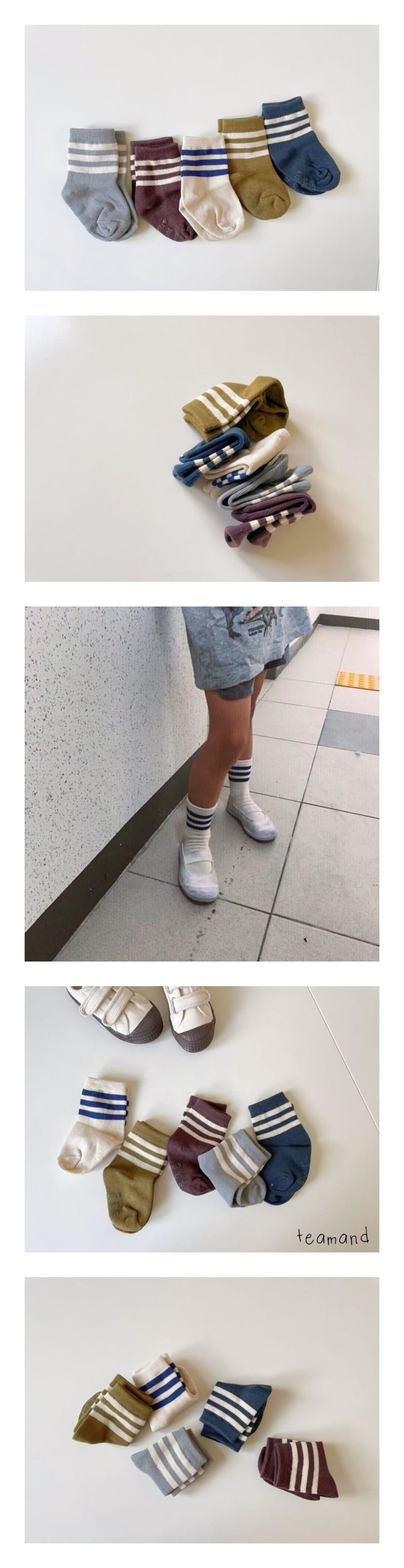 Teamand - Korean Children Fashion - #magicofchildhood - Three Line Socks Set