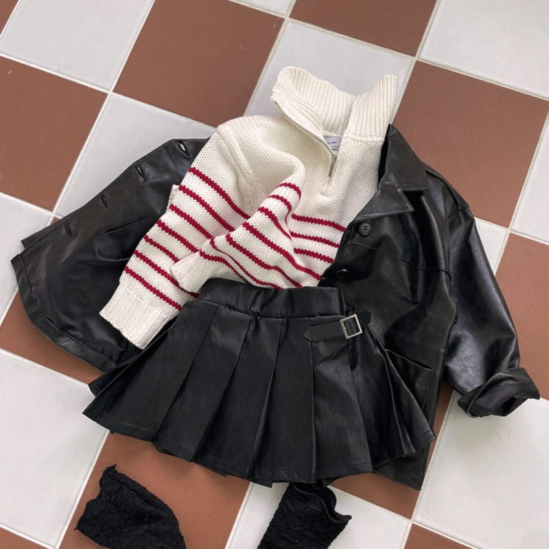 Urban Rabbit - Korean Children Fashion - #fashionkids - Leather Pleats Skirt - 8