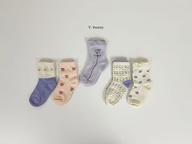 V Bunny - Korean Children Fashion - #childofig - Lavendar Socks Set