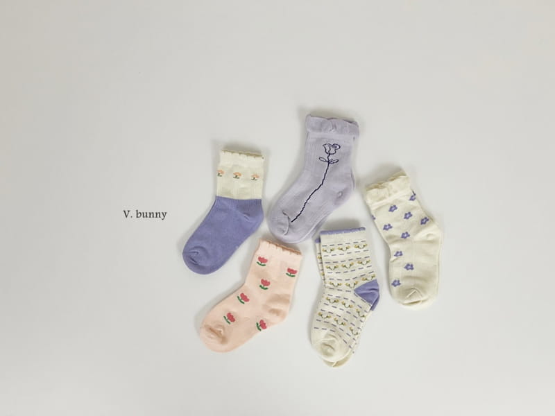 V Bunny - Korean Children Fashion - #childofig - Lavendar Socks Set - 2