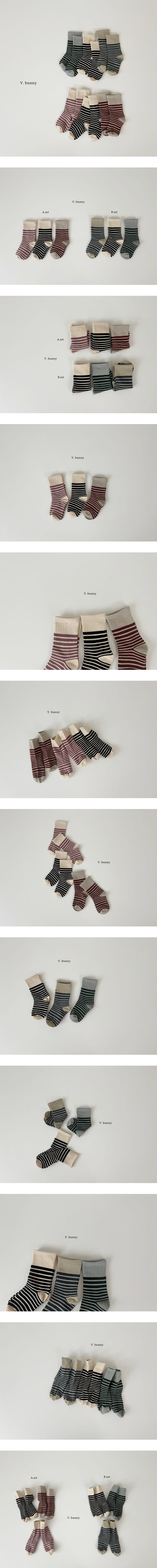 V Bunny - Korean Children Fashion - #childrensboutique - Stripes Socks Set